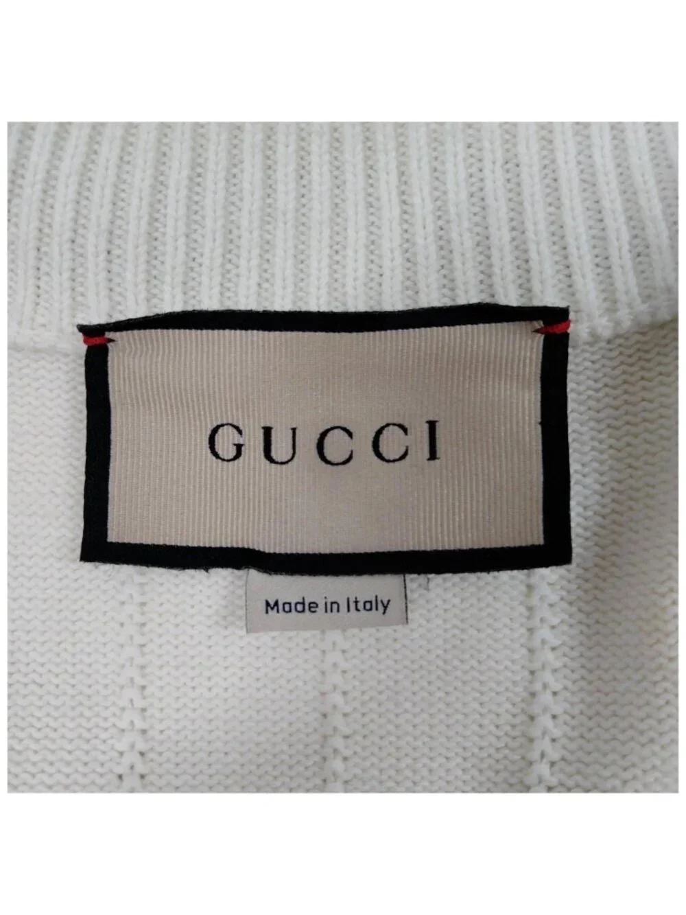 Gucci Web Stripe V-Neck Cardigan Ivory Red Navy Gold Button Luxury Sweater